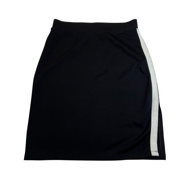 American Giant Pull On Ponte Pencil Skirt Size 10 Tuxedo Stripe Side Slit Office - Picture 4 of 9